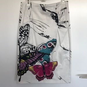 White Skirt with Butterfly Print